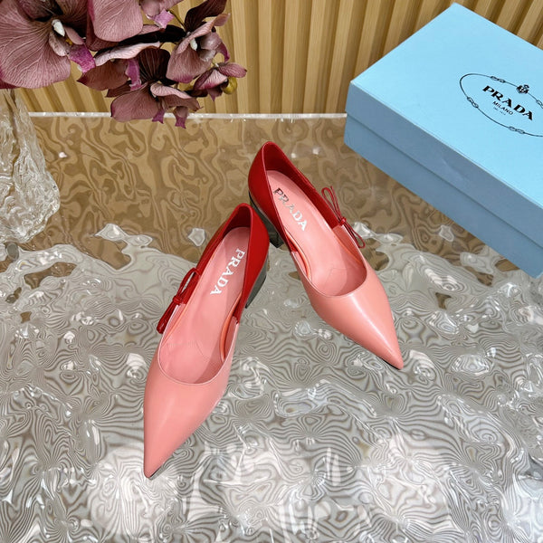 PRA BRUSHED PUMPS RED AND PINK CALFSKIN
