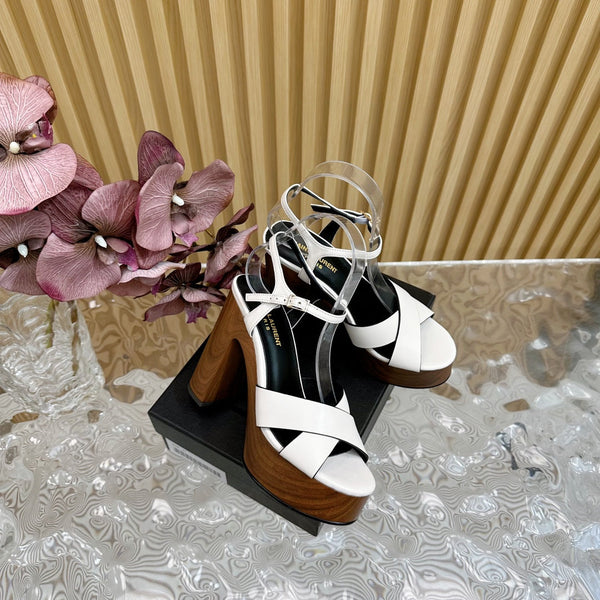 SL BIANCA PLATFORM SANDAL WHITE CALFSKIN