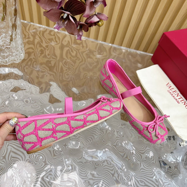 Ballerina In Toile Iconographe 20mm In Lotus Pink Mix Grey Brown Cotton Canvas And Lambskin 102828