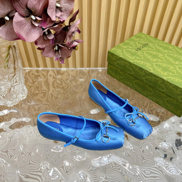 BALLET FLAT IN COBALT BLUE SILK
