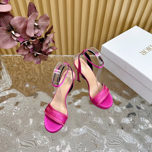 CD Dway Heeled Sandal 120mm Dark Pink Silk And Lambskin