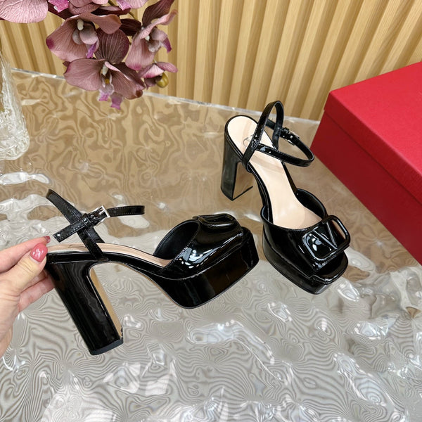 VT High Heels Sandals 110mm Black Calfskin 286479