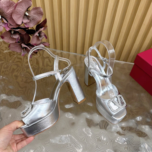 VT High Heels Sandals 110mm Silver Calfskin 286484