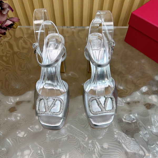 VT High Heels Sandals 110mm Silver Calfskin 286484