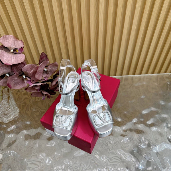 VT High Heels Sandals 110mm Silver Calfskin 286484