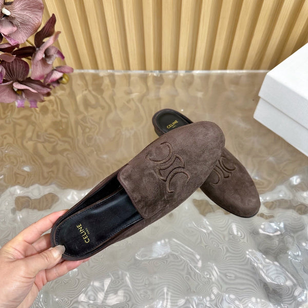 CELINE 25 Slippers Brown Velvet 285913