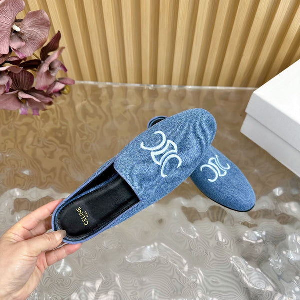 CELINE 25 Slippers Blue Denim 285915