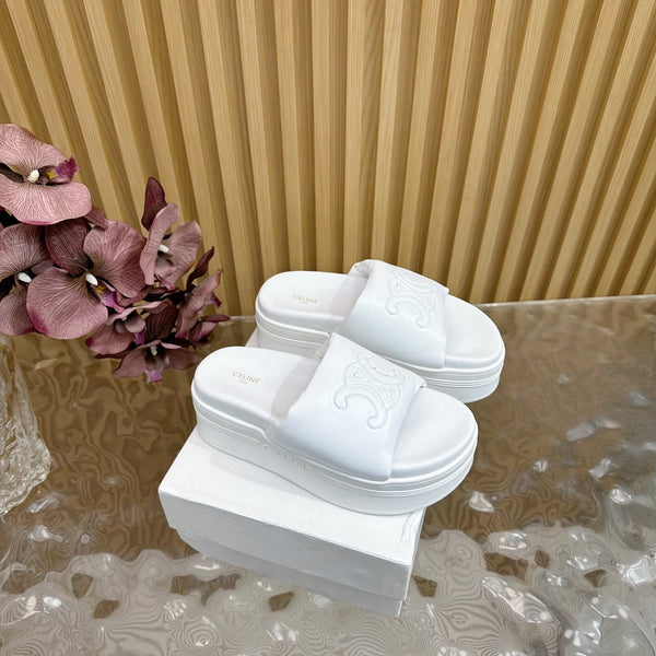 CELINE 25 Sline Sandal White Sheepskin 285911