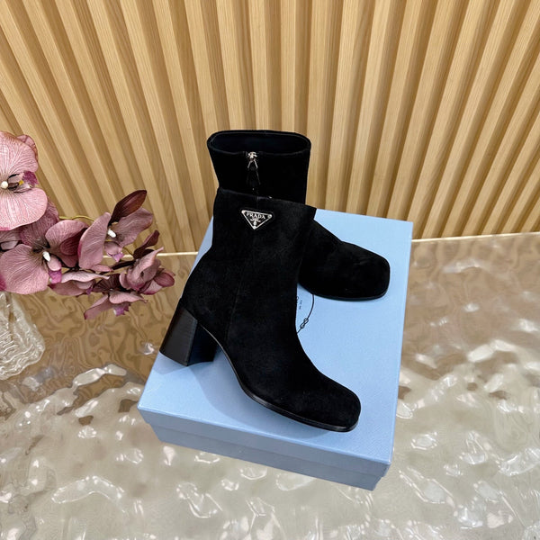 Prada 25 Boot Black Suede 498223