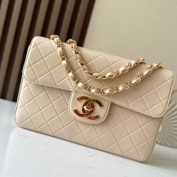 CC 2025 Flap Bag 30cm Apricot Gold Lambskin 298106