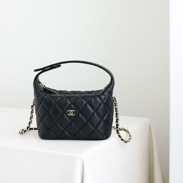 CC 25C Hobo Bag Black Caviar Calfskin Silver Hardware 243623