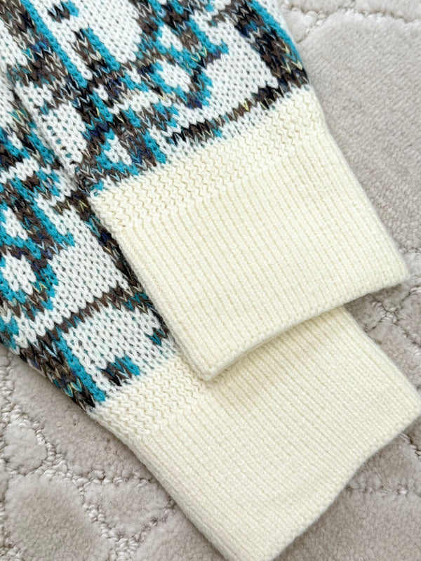 CD 25 Pullover Sweater Cream Blue-green Wool