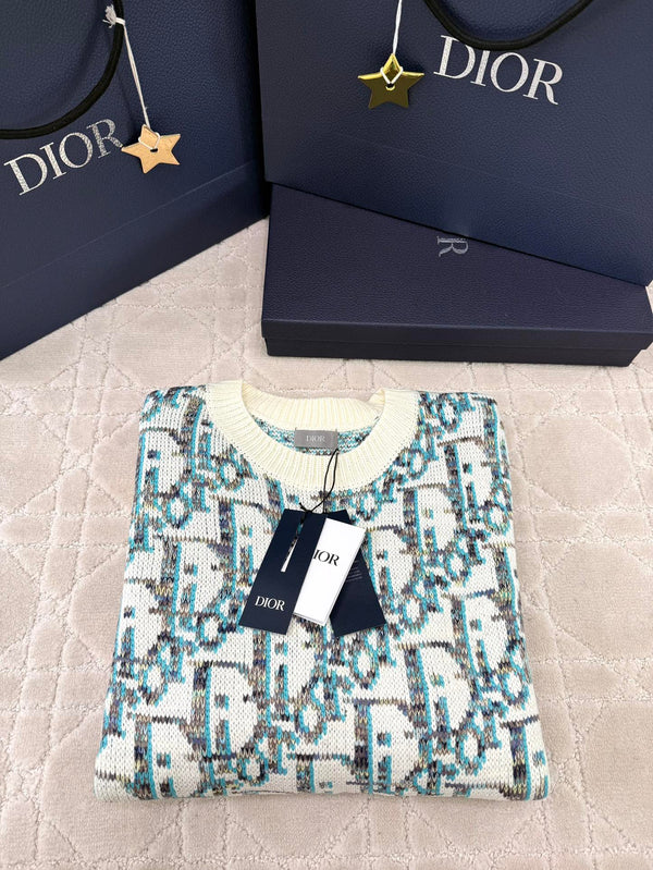 CD 25 Pullover Sweater Cream Blue-green Wool