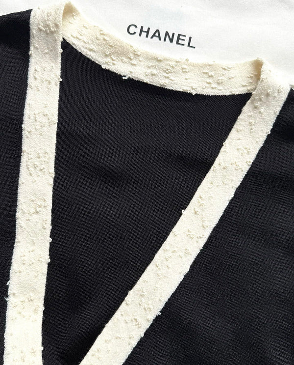 CC 25 V-neck Cardigan Black Laine-Wool