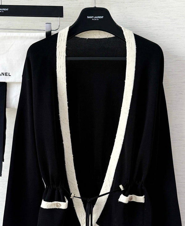 CC 25 V-neck Cardigan Black Laine-Wool