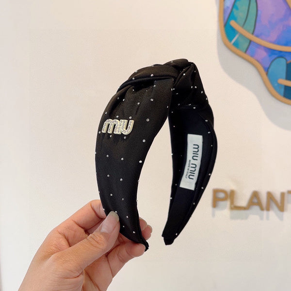 FASCIA PER CAPELLI IN COTONE NERO CON CRISTALLI 418873