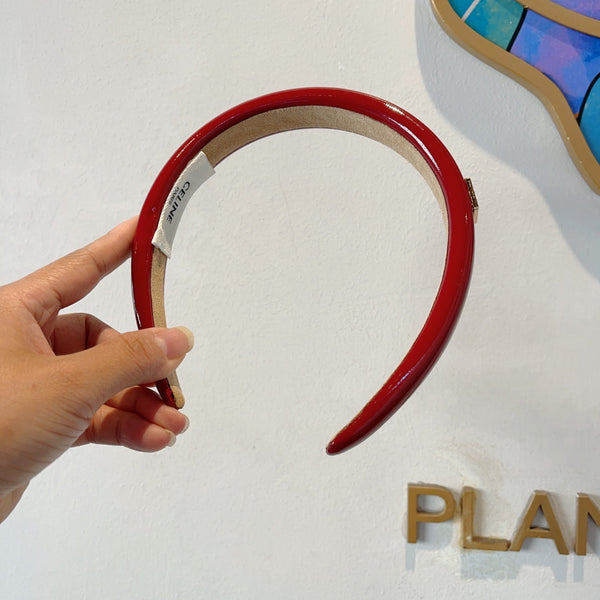 CHERRY RED PATENT LAMBSKIN HAIRBAND 425495