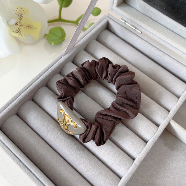 RUSSET BROWN WRINKLED FABRIC SCRUNCHIE 427325