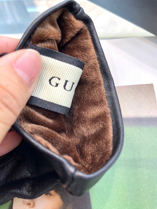 GUANTI IN PELLE DI AGNELLO NERA E FODERA IN PILE 441830