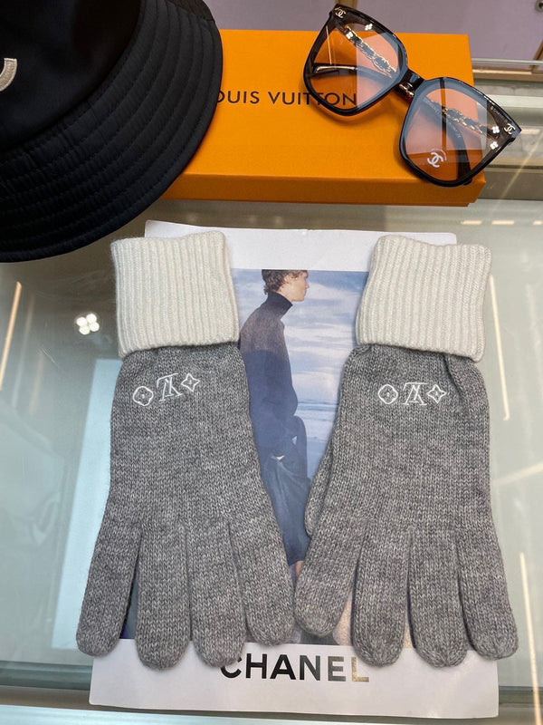 GLOVES IN DOVE GRAY MIX WHITE WOOL 458573