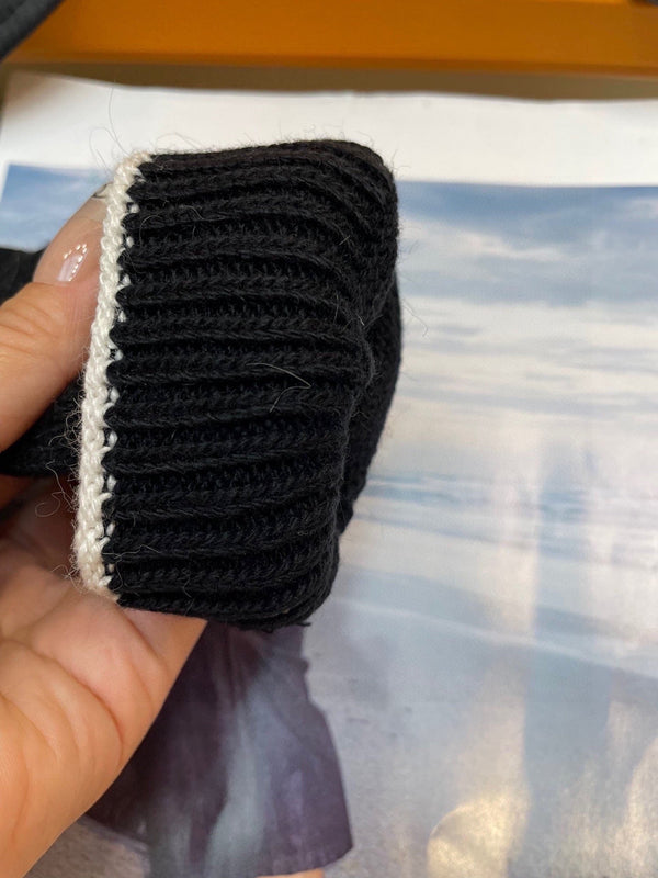 GLOVES IN BLACK MIX WHITE WOOL 458574