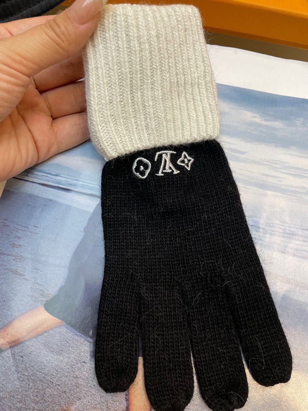 GLOVES IN BLACK MIX WHITE WOOL 458574