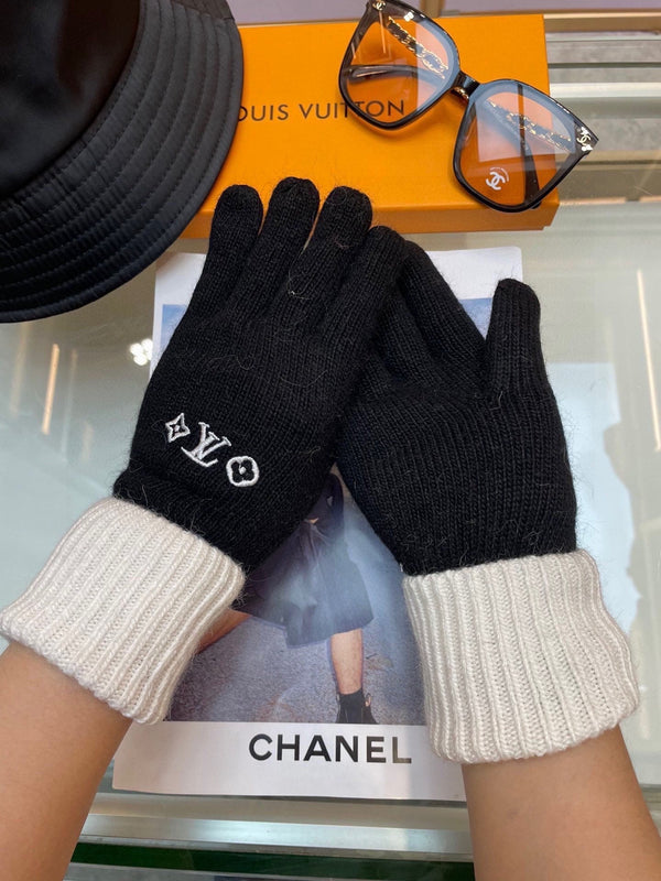GLOVES IN BLACK MIX WHITE WOOL 458574