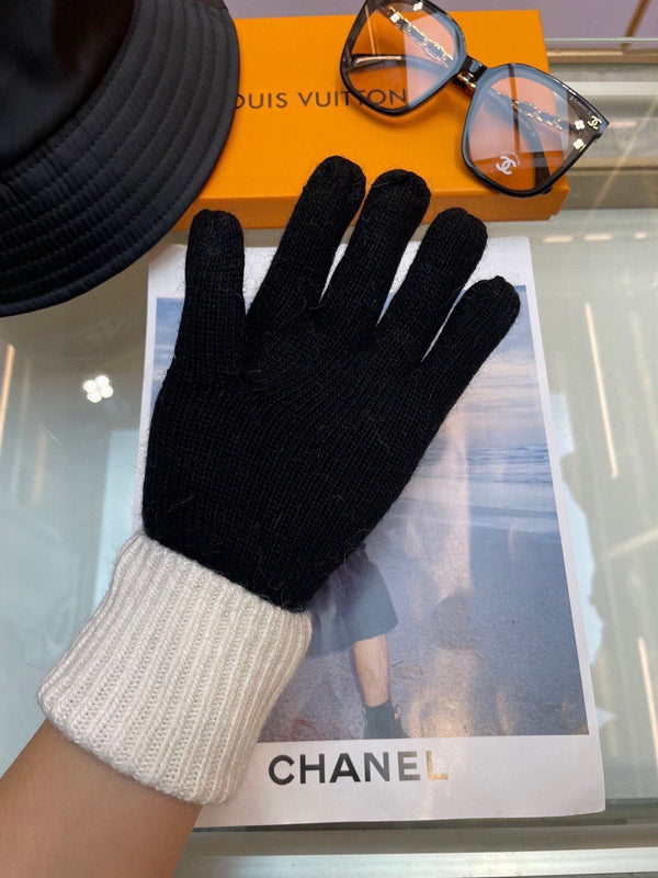 GLOVES IN BLACK MIX WHITE WOOL 458574