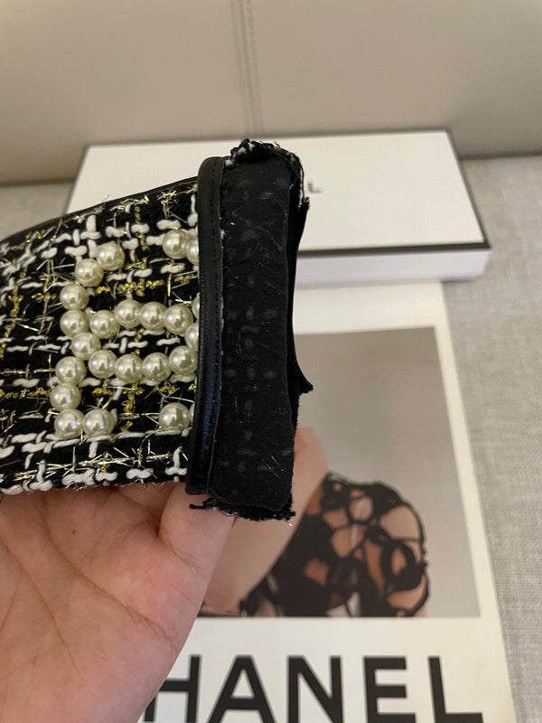 FINGERLESS GLOVES IN BLACK MIX WHITE WOOL TWEED 463847