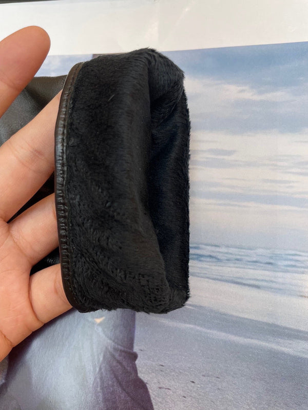 GUANTI IN PELLE DI AGNELLO NERA E FODERA IN PILE 465050