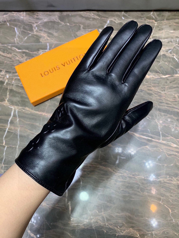 GLOVES IN BLACK EMBOSSED LAMBSKIN 465060