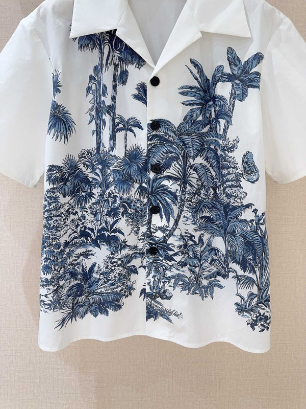CD Coconut Short Sleeves Shirt Blue mix White Cotton