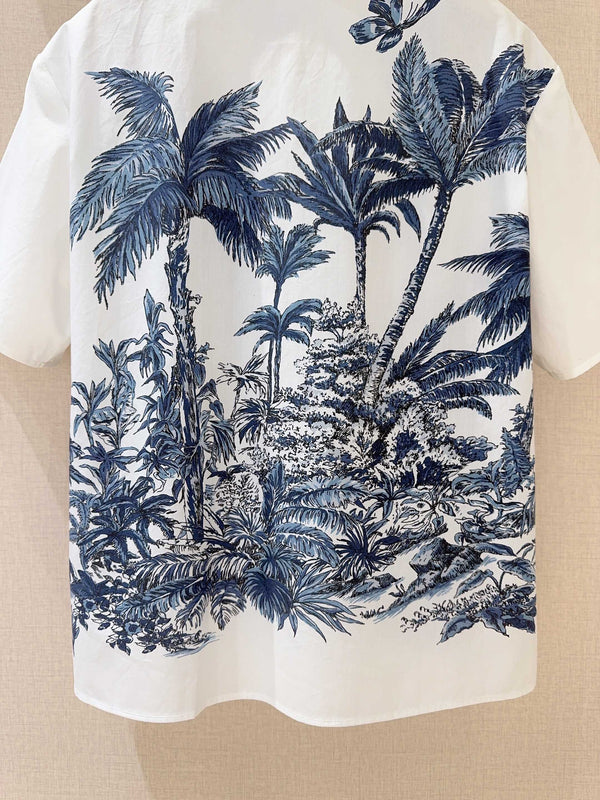 CD Coconut Short Sleeves Shirt Blue mix White Cotton