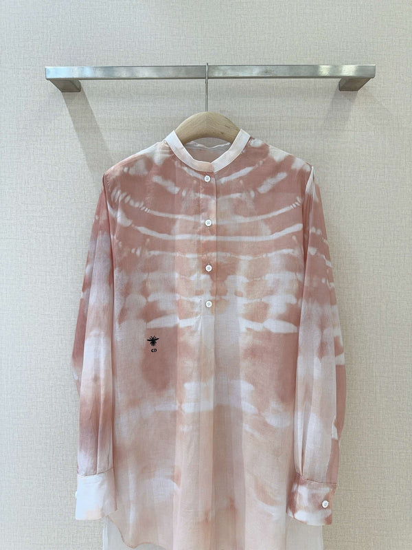 CD Tie-dye Pattern Shirt Pink mix White Cotton