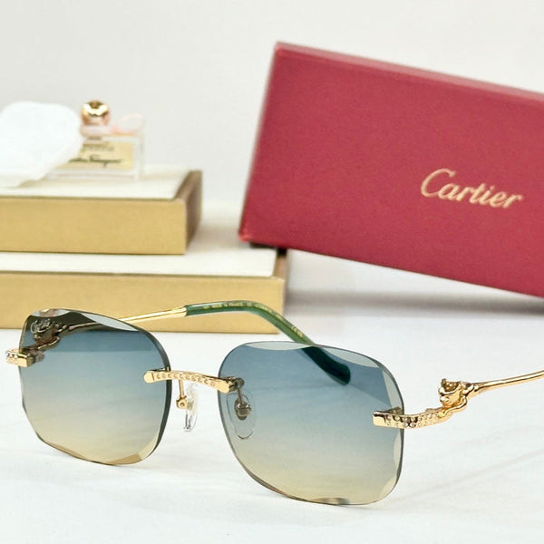 PANTHÈRE RIMLESS RECTANGULAR FRAME SUNGLASSES CT0687S IN METAL