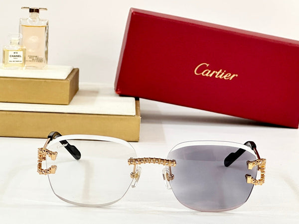 CRYSTAL STUDDED RIMLESS SQUARE FRAME SUNGLASSES CT0603S IN METAL PHOTOCHROMIC LENSES