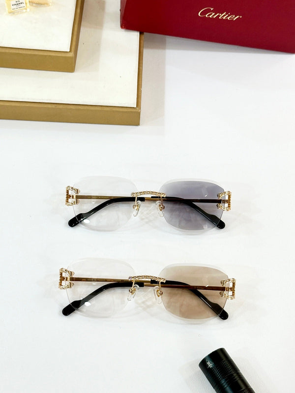CRYSTAL STUDDED RIMLESS SQUARE FRAME SUNGLASSES CT0603S IN METAL PHOTOCHROMIC LENSES