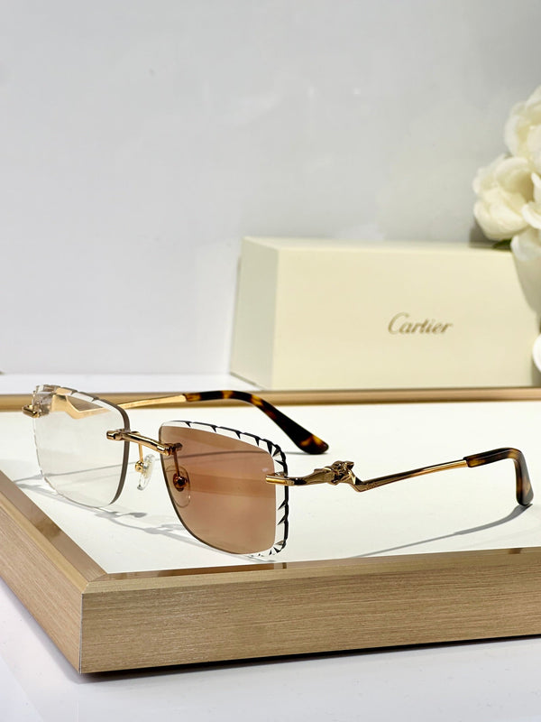 PANTHÈRE PHOTOCHROMIC LENSES RIMLESS SQUARE FRAME SUNGLASSES 580910 IN METAL