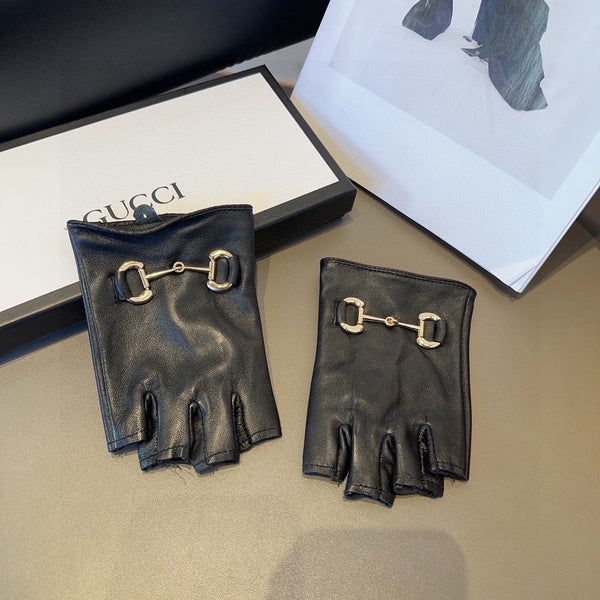 GUANTI SENZA DITA IN PELLE DI AGNELLO NERA 436035