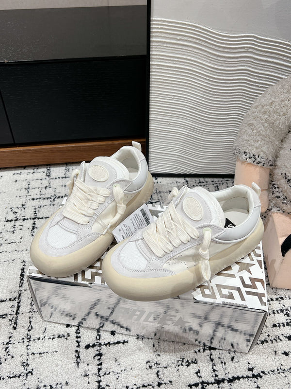 SPACE-STAR CUBE SNEAKERS IN WHITE CALFSKIN MIX CANVAS WITH PERFORATED STAR