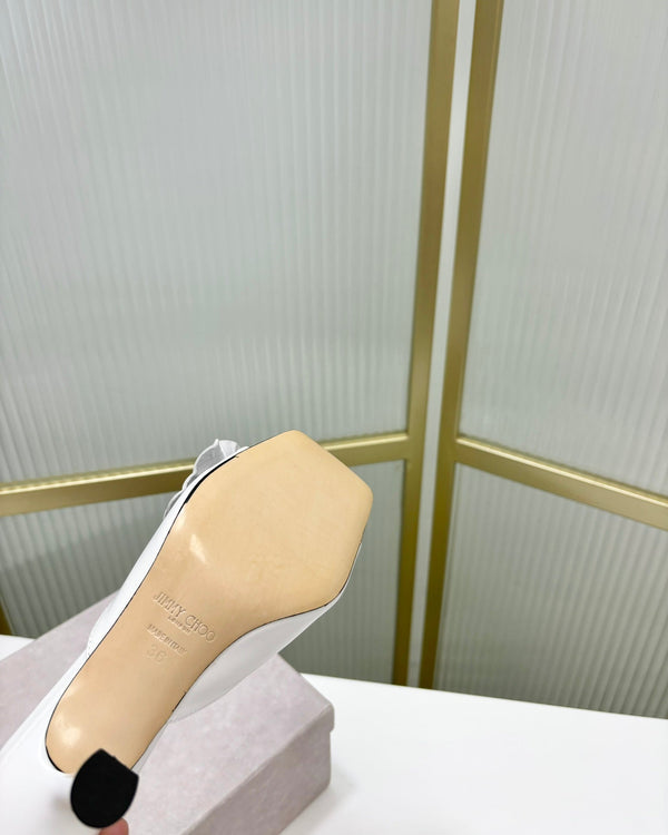 Jimmy Skye 65mm In White Cowhide Mules 597844