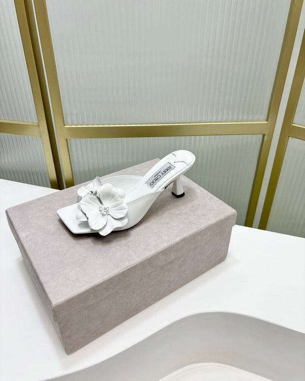 Jimmy Skye 65mm In White Cowhide Mules 597844