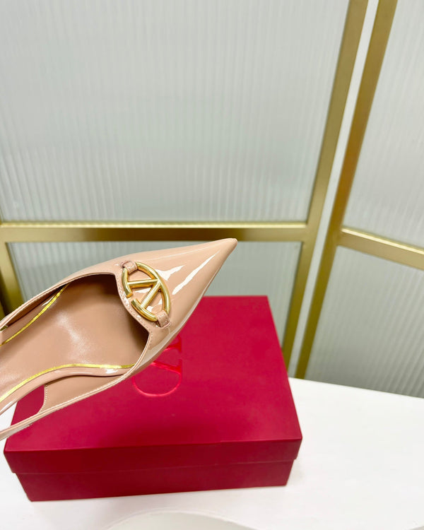 Vlogo The Bold Edition Slingback Pumps 60mm Dark Beige Glossy Cowhide 843657