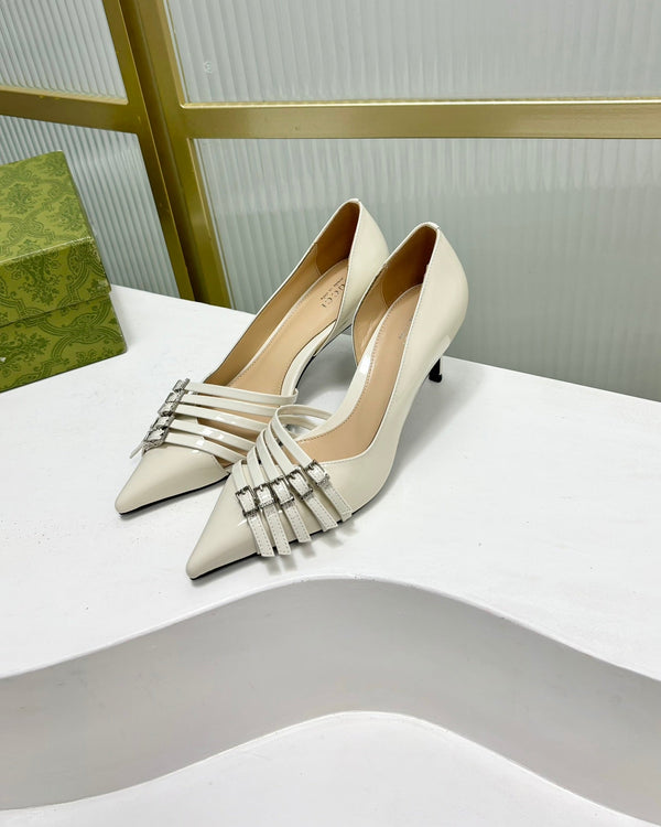 HIGH PUMP 6 CM IN WHITE CALFSKIN