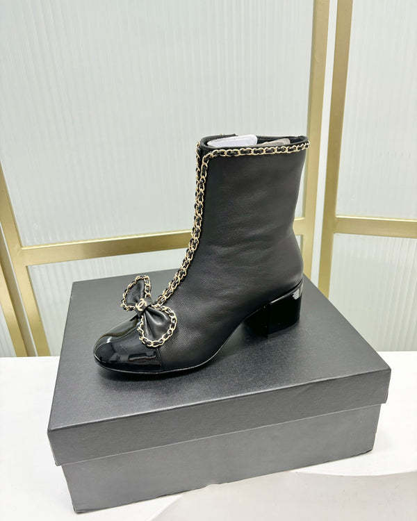 CC Ankle Boot 65 Black Calfskin Patent Calfksin Leather Strap