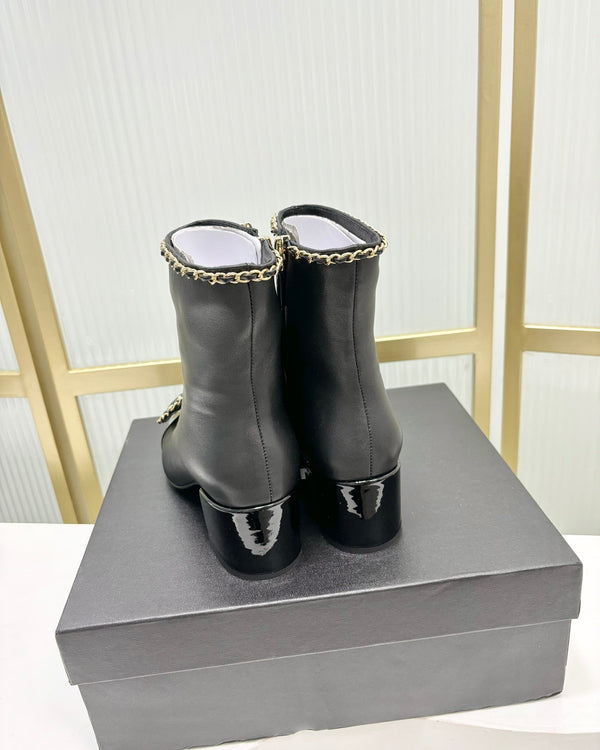 CC Ankle Boot 65 Black Calfskin Patent Calfksin Leather Strap