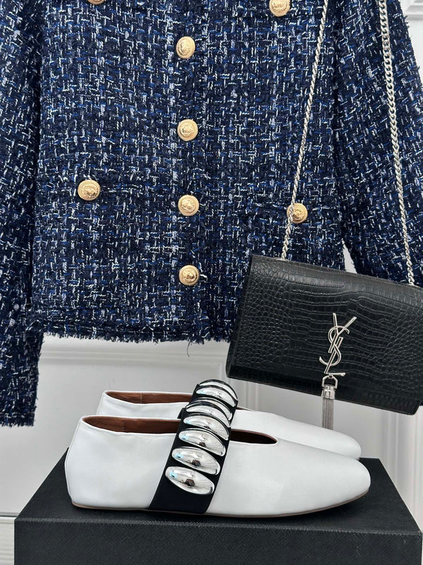 Alaia 25 Mary Jane Jewel Ballerine in pelle di vitello bianca 293246