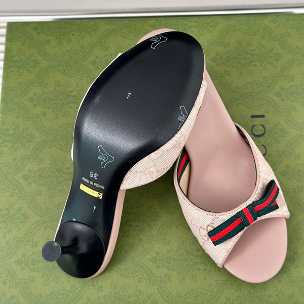 GG Vintage High Heel Slippers Pink Blush