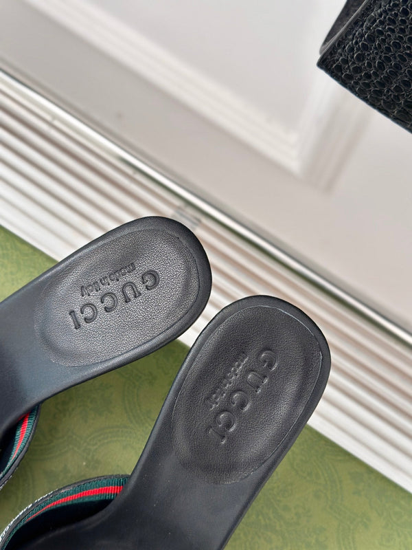 GG Vintage High Heel Slippers Black