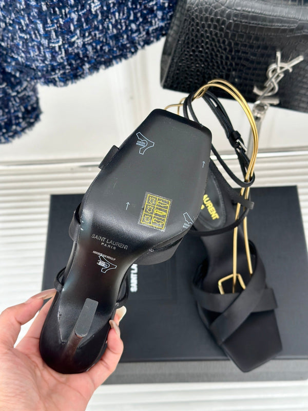 SL CORINNE SANDALS BLACK SATIN CREPE